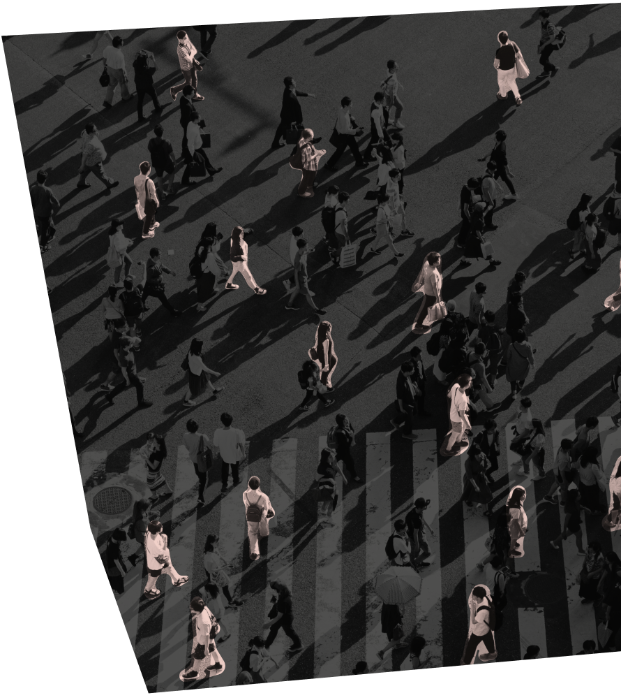 photo of people walking with long shadows following them